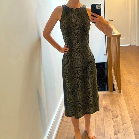 Alexia Admor Dress Sleeveless Bodycon Midi Leopard Animal Print Gold Green Large - Picture 6 of 12